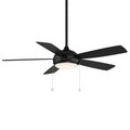 Wac Disc II 5-Blade Pull Chain Memory Ceiling Fan 52in Matte Black with 3000K Dimmable LED Light Kit F-033
